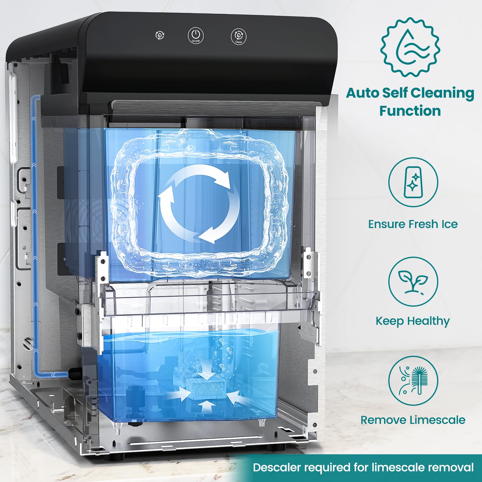 ?Venta de Amazon último día?Máquina de hielo portátil doméstica autolimpiante