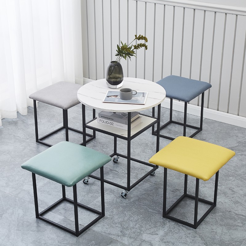 Tecnología de tela de colores combinados (mesa redonda blanca)