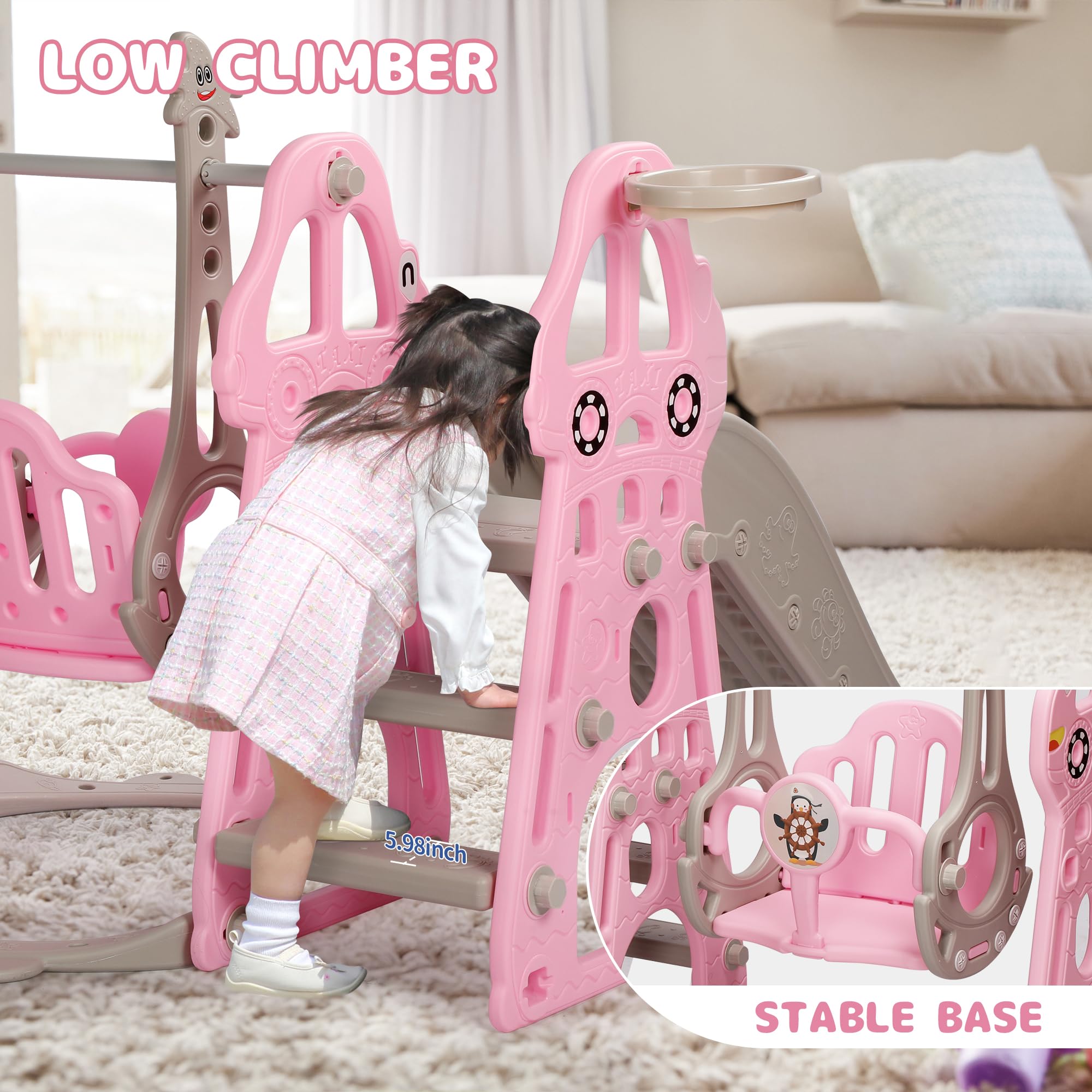 ?Último día de promoción de Amazon?Conjunto de columpio y tobogán 4 en 1 Rengue con Tobogán