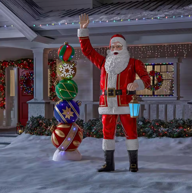 ?Hoy Gran Promoción?Papá Noel gigante de 8 pies con linterna multicolor