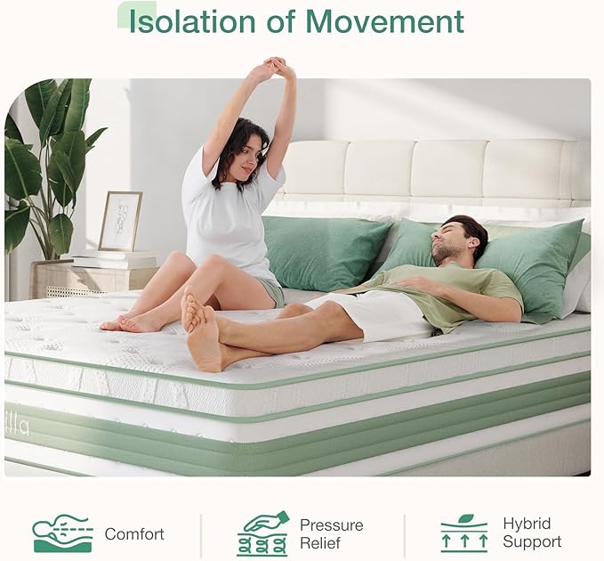 ?Último día de promoción de Amazon?Colchón híbrido Queen Novilla de 12 pulgadas en una caja