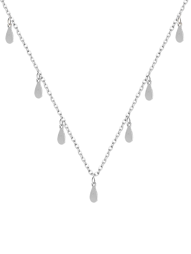Little moose simple and fashionable water drop Tassel Necklace female clavicle chain small crowd feeling silver neck chain Han accessories Choker