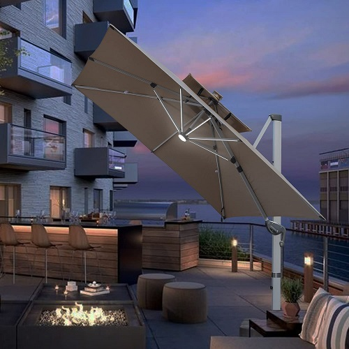 ?Últimos 3 días de promoción?Sombrilla de patio LED con energía solar