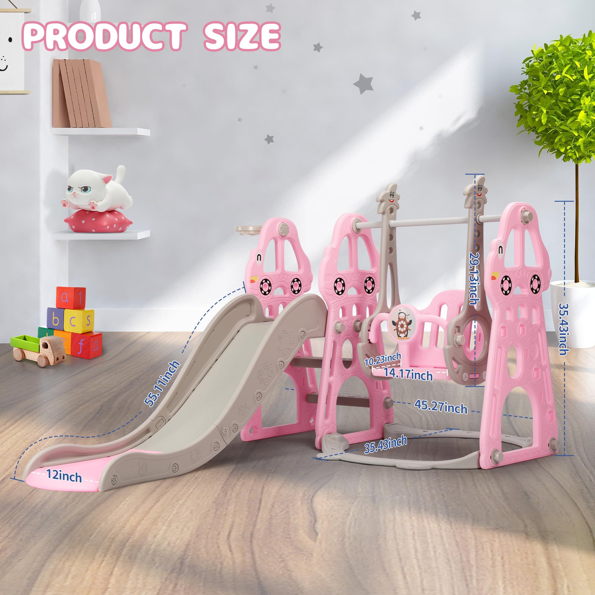 ?Último día de promoción de Amazon?Conjunto de columpio y tobogán 4 en 1 Rengue con Tobogán