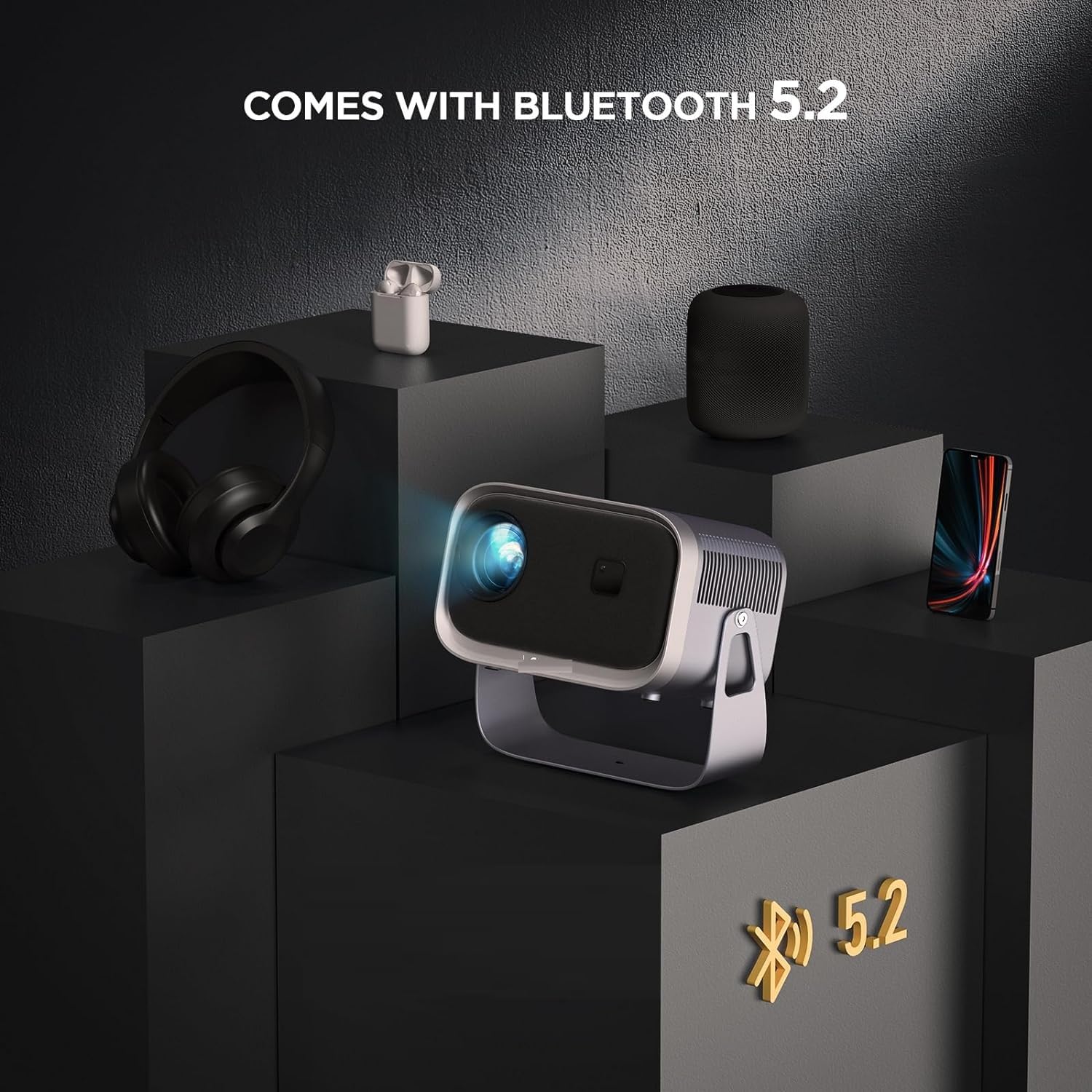 PROYECTOR ANDROID 4K LINK MAX 150 PULGADAS PORTATIL 360° HD