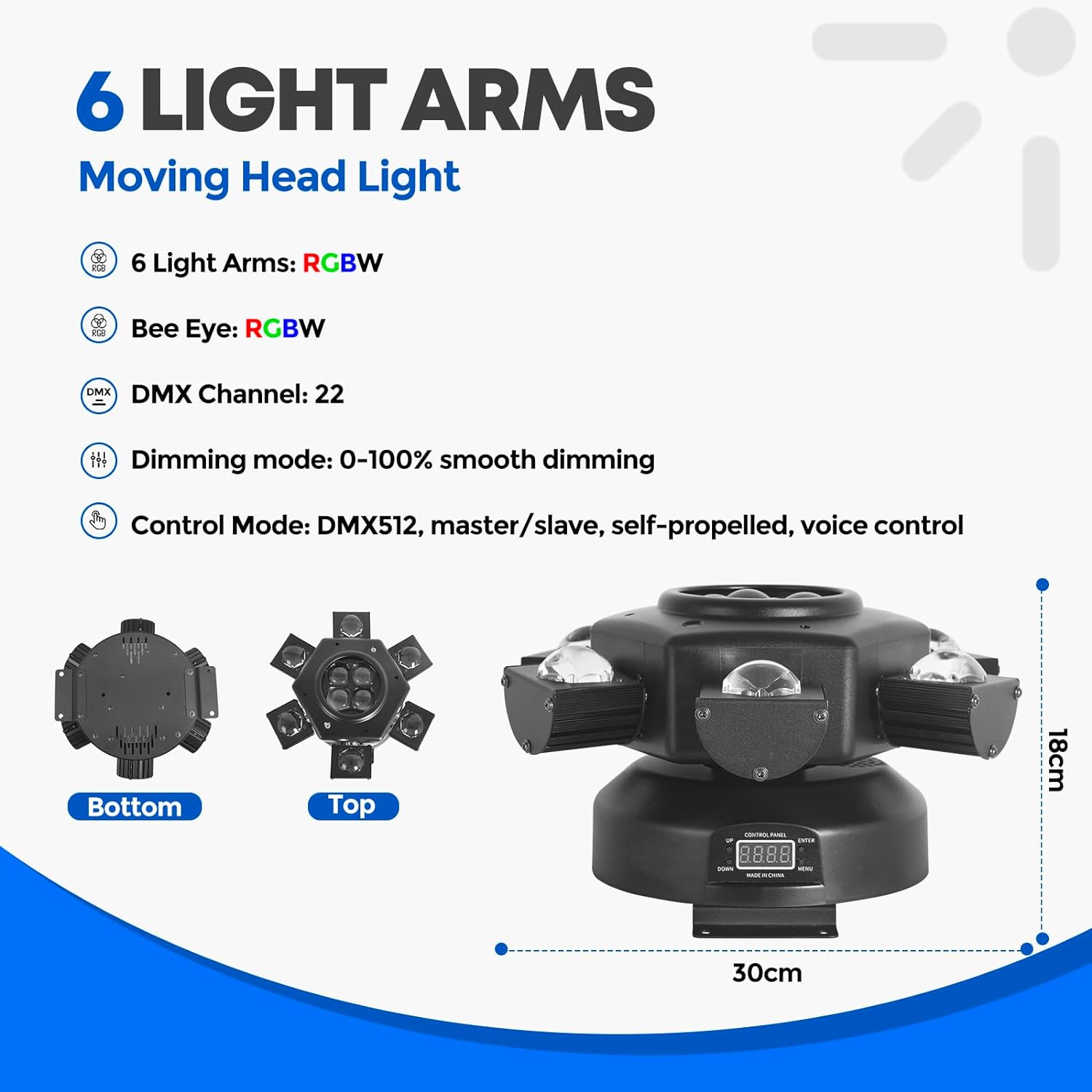 ?Venta de Amazon último día?Luz de escenario LED para DJ 4 en 1 RGBW de 150 W