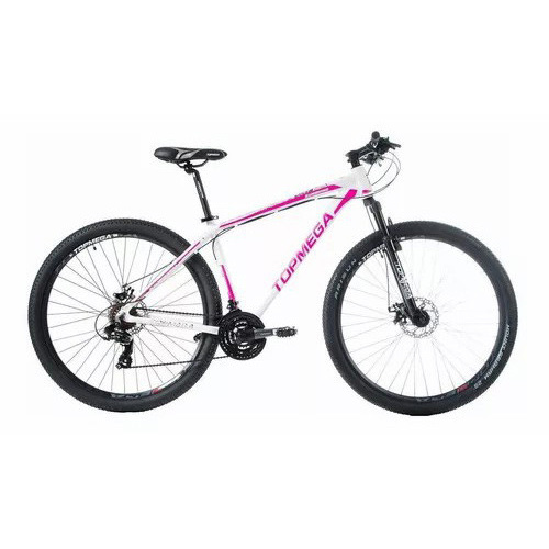?Bicicleta de montaña TopMega MTB Sunshine R29 L 21v Shimano Tourney TZ31 Frenos de disco mecánicos y manetas de cambio Shimano Tourney Azul claro