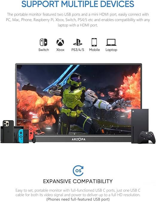 ?Último día de promoción de Amazon ?Monitor Portátil ARZOPA 15,6 pulgadas FHD 1080P 1