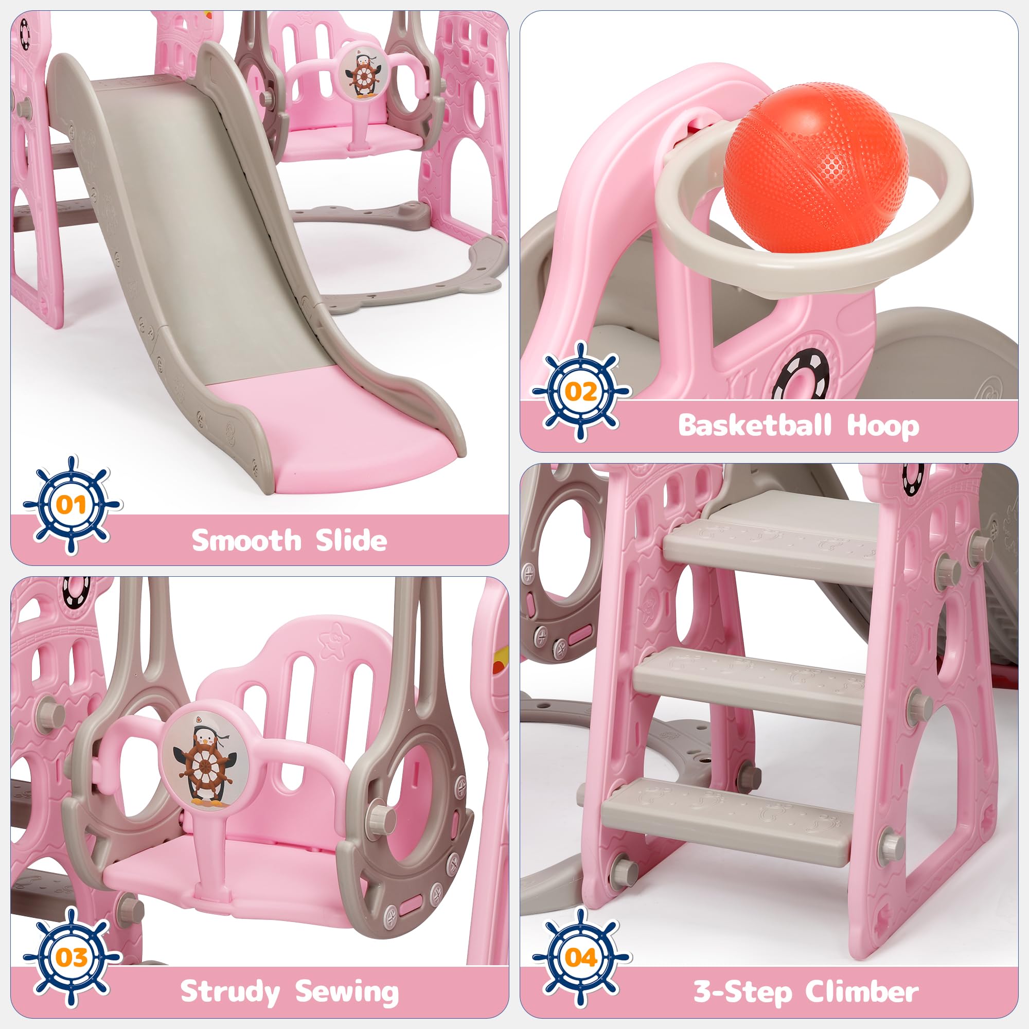 ?Último día de promoción de Amazon?Conjunto de columpio y tobogán 4 en 1 Rengue con Tobogán