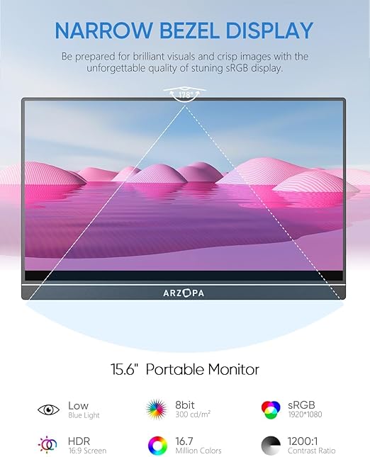 ?Último día de promoción de Amazon ?Monitor Portátil ARZOPA 15,6 pulgadas FHD 1080P 1