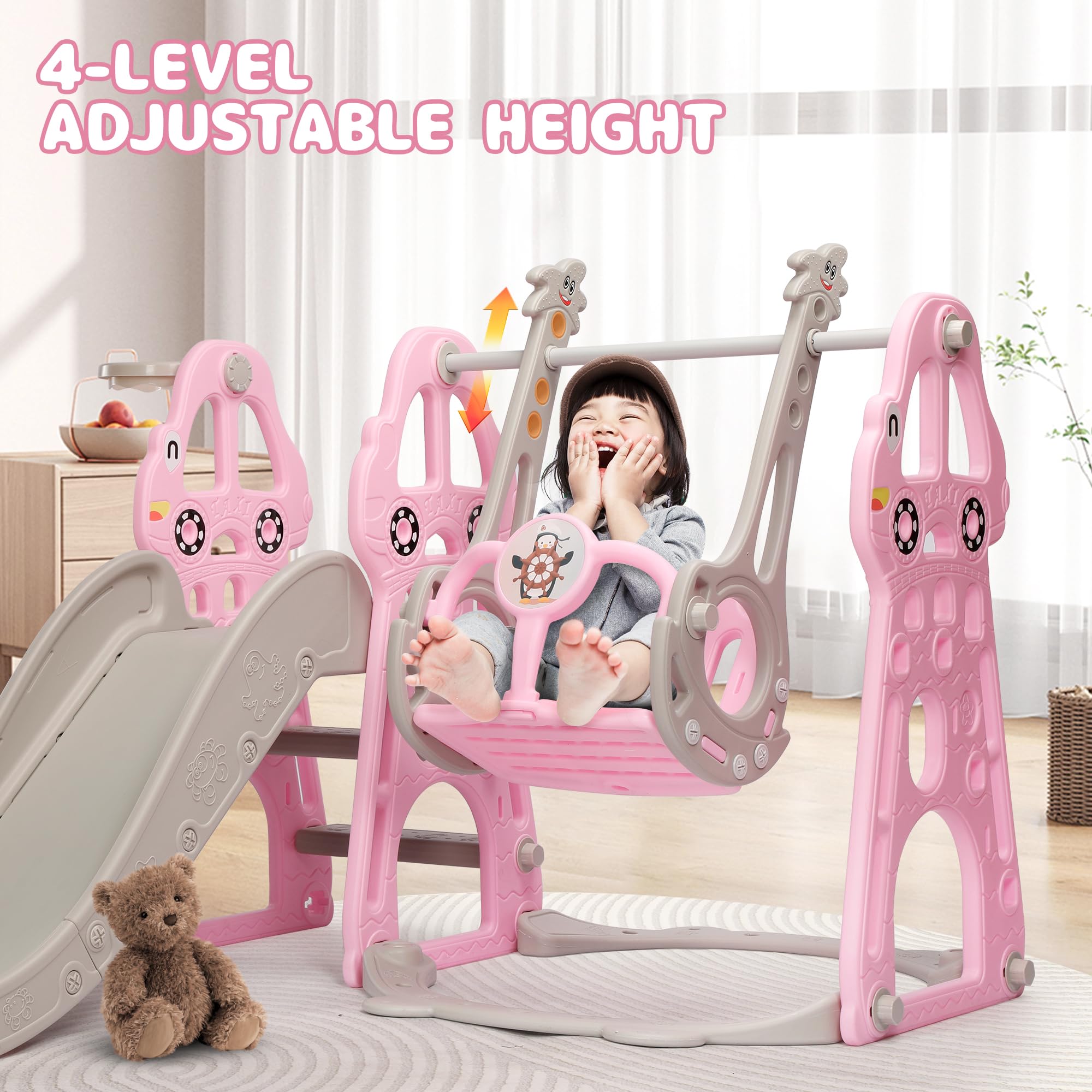 ?Último día de promoción de Amazon?Conjunto de columpio y tobogán 4 en 1 Rengue con Tobogán