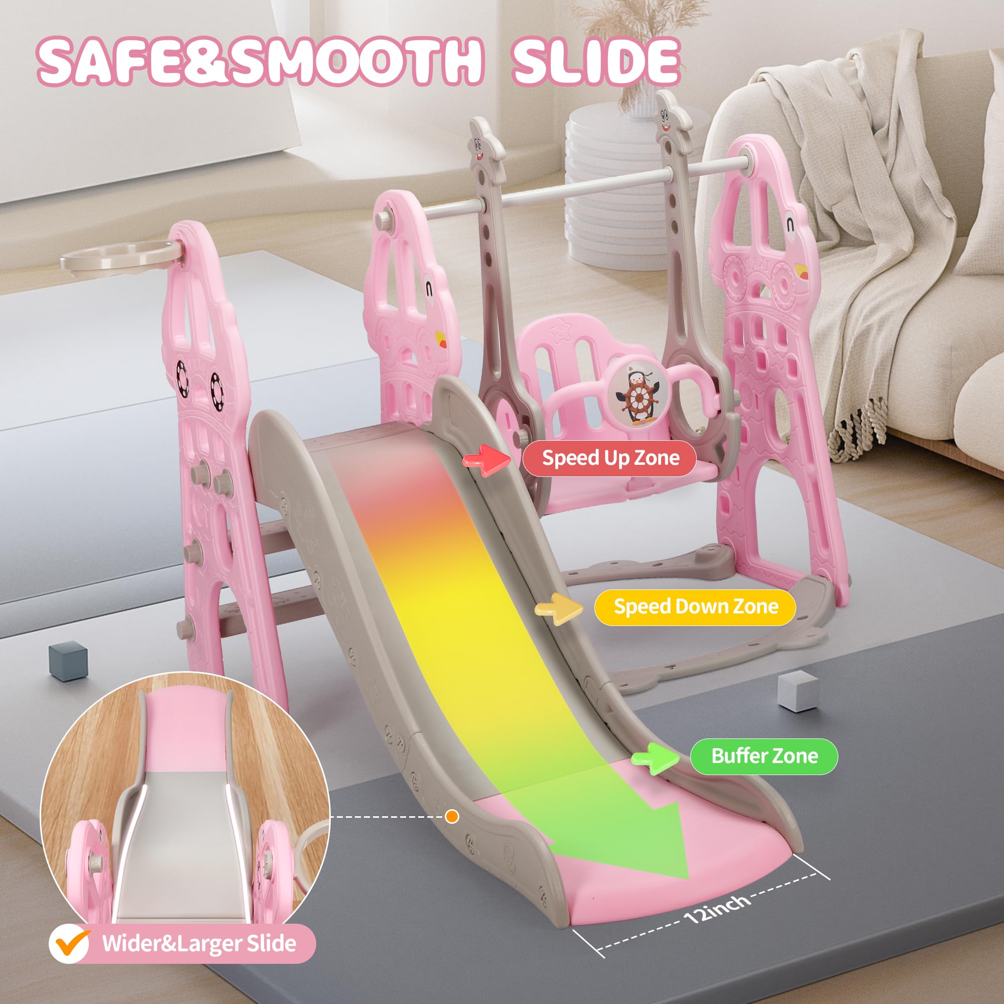 ?Último día de promoción de Amazon?Conjunto de columpio y tobogán 4 en 1 Rengue con Tobogán