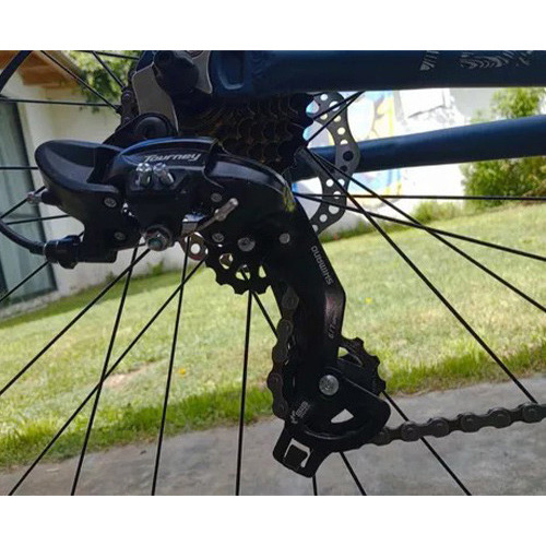 ?Bicicleta de montaña TopMega MTB Sunshine R29 L 21v Shimano Tourney TZ31 Frenos de disco mecánicos y manetas de cambio Shimano Tourney Azul claro